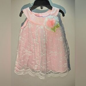 Rare Editions | Infant Girls 12 Month Light Pink Lace & Floral Dress